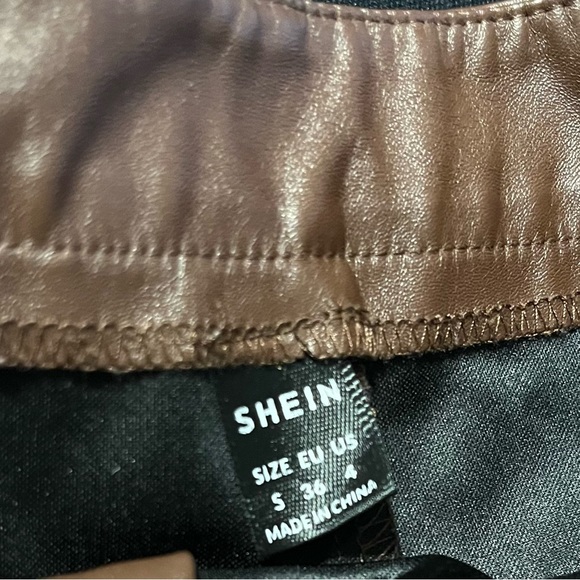 SHEIN Chocolate Brown PU Leather Shorts Size Small - Picture 7 of 7